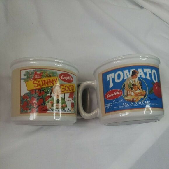 2 Campbells Mug Cup Houston Harvest Tomato Soup Sunny Good 2005 - Picture 1 of 5
